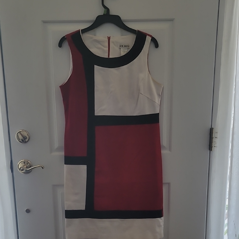 H&M Geometric Red and Black Mini Dress